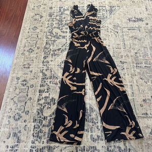 Women's GILLI Black & Beige Abstract Print Jumpsuit XL